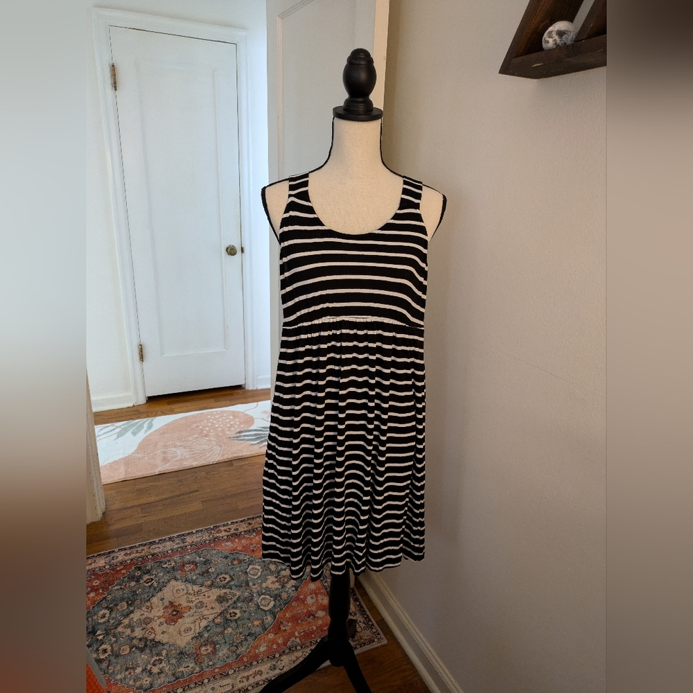 Soma Black and White Striped Sundress (L)